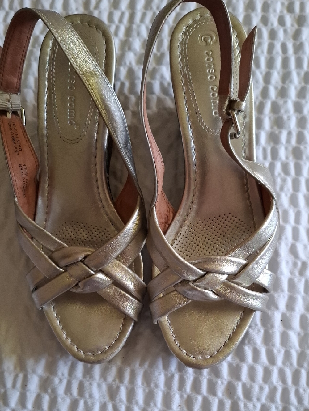 Corso Como Metallic Gold Braided Slingback Sandals